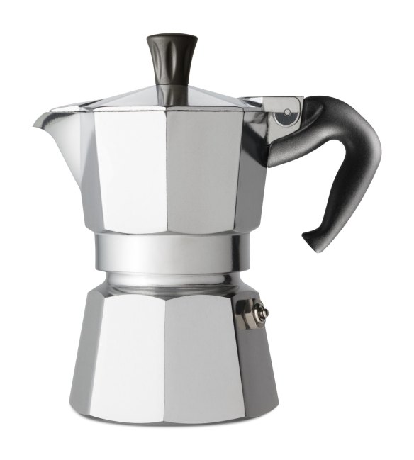 Barrett has an Italian stovetop coffee maker for home use.
