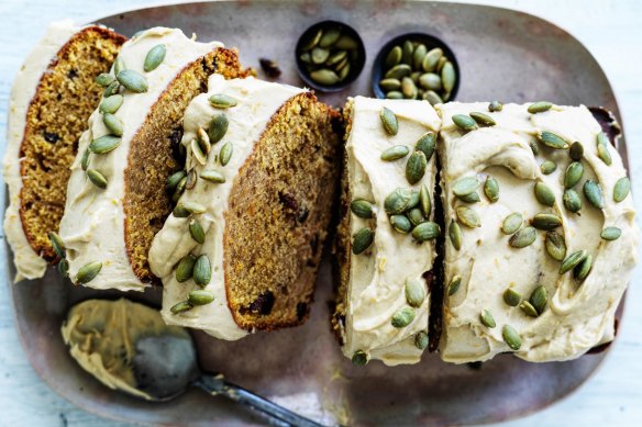 Helen Goh's pumpkin spice loaf with optional icing (omit for dairy-free).