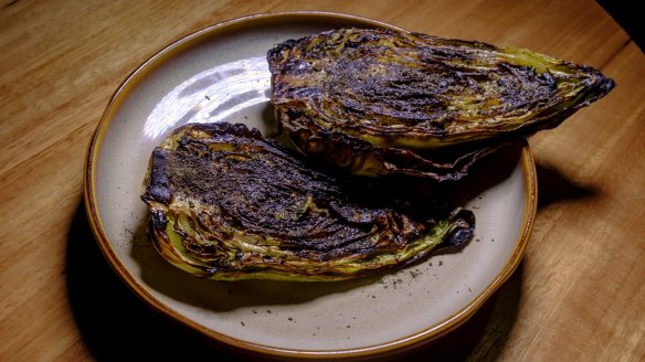 Cabbage caramelised over coals in nori butter.
