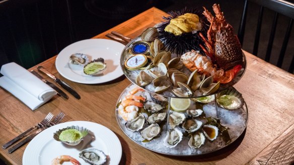 The $300 seafood tower at Mary's Underground.