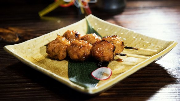 Tsukune chicken meatballs at Toriciya.