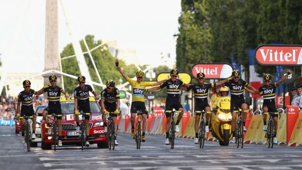 All nine Team Sky riders made it to Paris in support of Chris Froome.