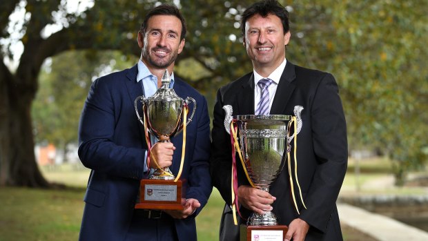 Andrew Johns and Laurie Daley at the launch and naming of the new Under-16 and 18's Country Championship.
