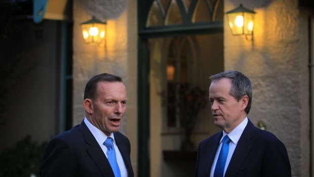 Prime Minister Tony Abbott and Opposition Leader Bill Shorten greeted guests together ahead of the Indigenous leaders summit last week.