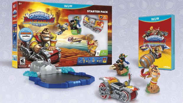 The <i>Skylanders SuperChargers</i> starter pack for Wii U, which includes the Donkey Kong Skylander / amiibo.