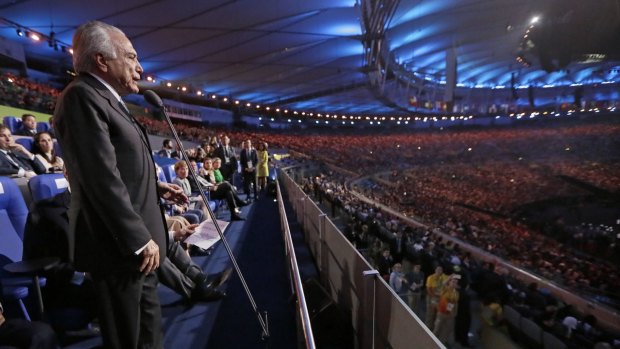 Brazil interim President Michel Temer opens the 2016 Summer Olympics in Rio de Janeiro, on Friday.