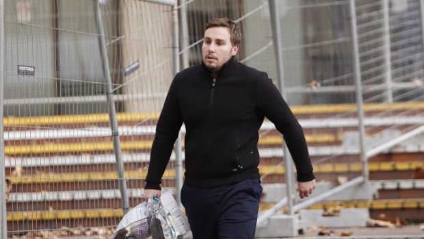 Adam Cranston leaves a police station on Thursday after being granted bail.