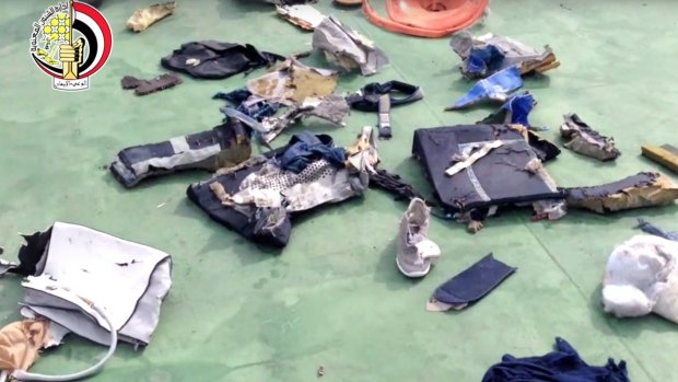 Personal belongings and other wreckage from EgyptAir flight 804 in Egypt. (Egyptian Armed Forces via AP, File)