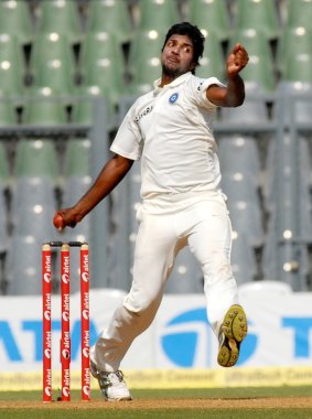 Dangerous and thrilling: India's Varun Aaron made an impact in his first three spells.