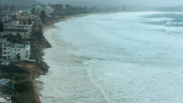 Image taken on Sunday morning shows widespread erosion at Narrabeen.