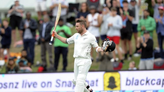 Final farewell: New Zealand's Brendon McCullum salutes the crowd as he leaves the field for the last time.