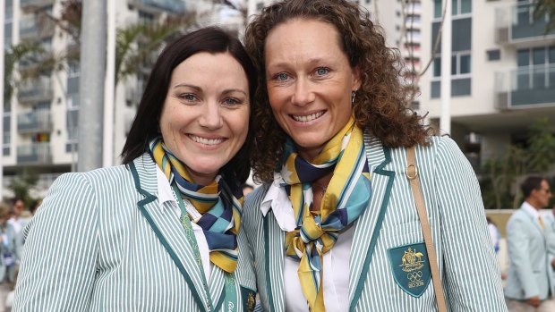 Raring to go: Anna Meares with Australian tennis player Sam Stosur in the Olympic Village this week.