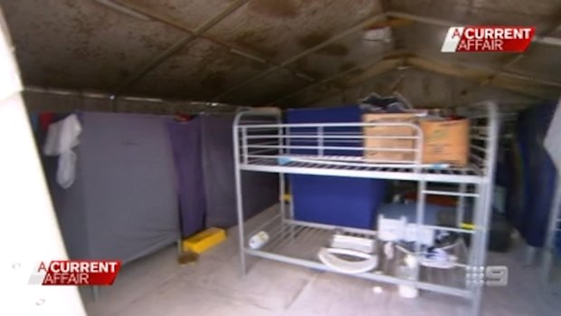 A screenshot of mould inside a tent for male asylum seekers.