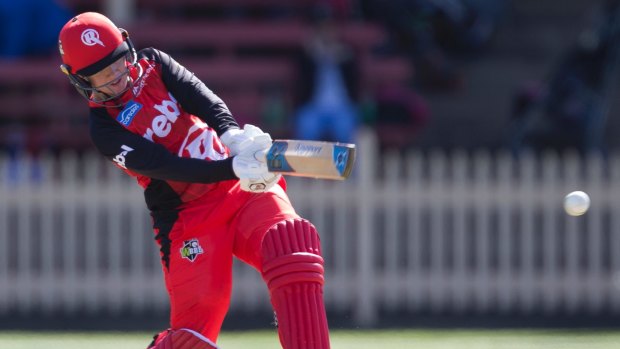 Game-changer: Jess Duffin of the Renegades hits down the ground at North Sydney Oval.