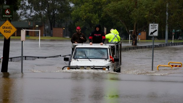 "The sand bags couldn't hold": Milperra off Henry Lawson road.