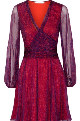 Diane Von Furstenberg Ashlynn printed silk-chiffon mini dress, $328.