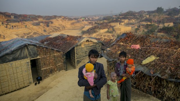 Refugees are seen in Kutapalong Rohingya refugee camp in Cox's Bazar, Bangladesh. 