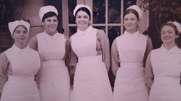 Mary Louise Wallace (centre) with her close nursing friends. 