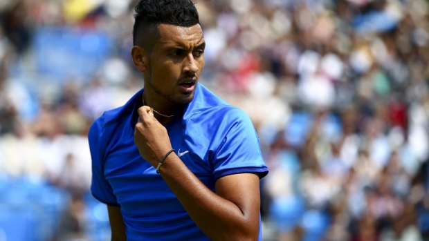 Making waves: Nick Kyrgios at Queens Club last week.