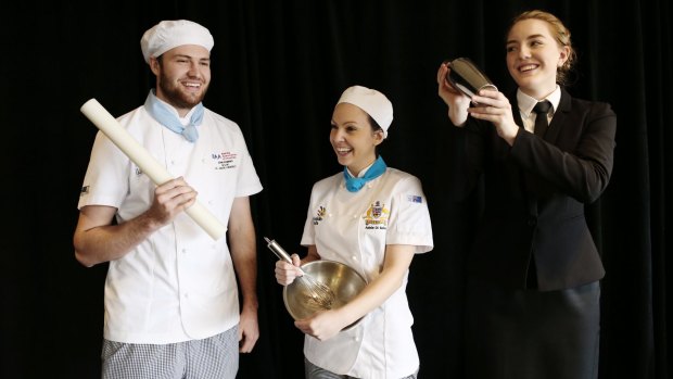 Skillaroos from NSW John Reminis, baking, Adele Di Bella (patisserie) and Samantha Johnson (restaurant service). 