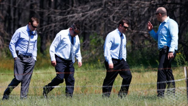 NSW Police search the Murraguldrie State Forest for the Stoccos this week.