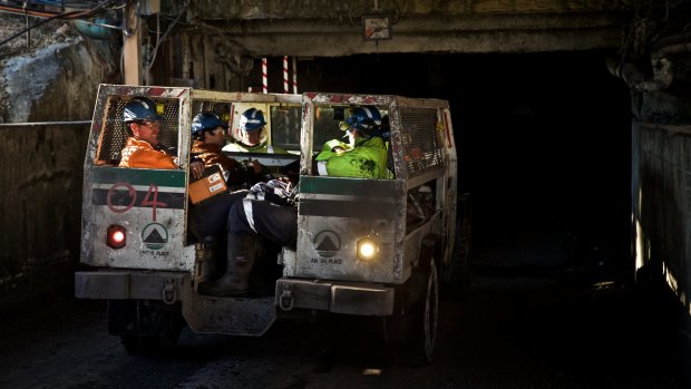 Springvale mine workers prepare to go underground at the start of a shift.