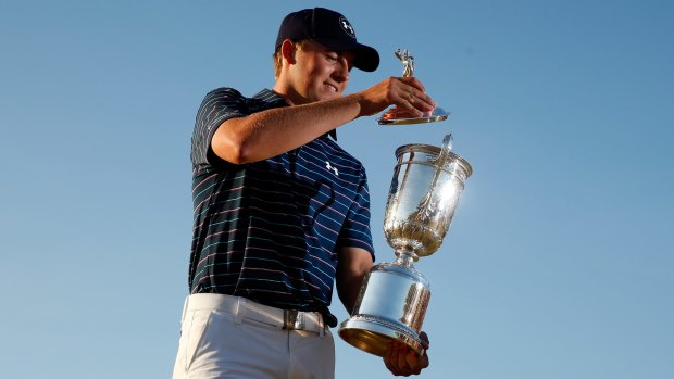 Back to Sydney: Jordan Spieth with the US Open trophy.