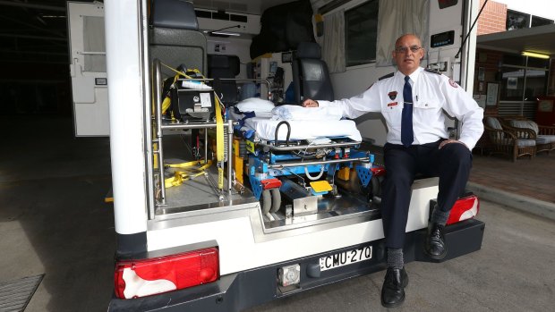 Fairfield Ambulance Inspector Audie Yousif with the bariatric ambulance, used for obese patients.