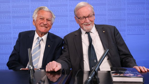Former prime minister Bob Hawke launched the biography of former foreign minister Gareth Evans at the National Press Club on Wednesday.