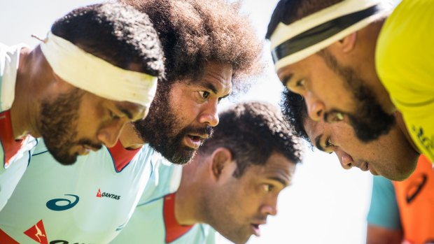Engine room: The Wallabies train in Perth prior to their Rugby Championship clash against South Africa.