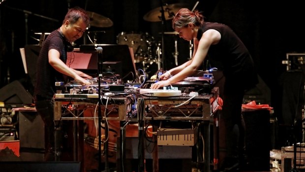 Nicole Lizee and Martin Ng perform on the turntables in four turntables in Sex, Lynch and Video Games.