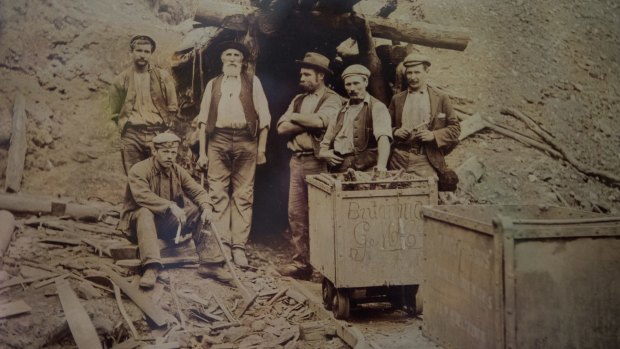 Miners c.1900 in one of the mines near Kevington in north-eastern Victoria.