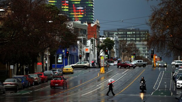 Melbourne has been lashed by rain, wringing in the third-wettest day of 2016.