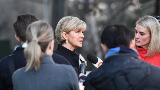 Foreign Minister Julie Bishop speaks to the media after the Barcelona attack earlier this month.
