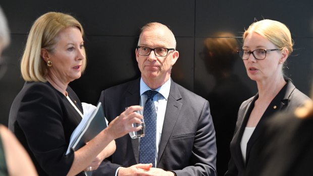 Elizabeth Broderick, University of Sydney Vice Chancellor Michael Spence and the head of the Women's College, Amanda Bell.  