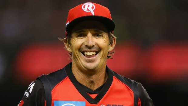 All smiles: Brad Hogg of the Renegades on Thursday night.