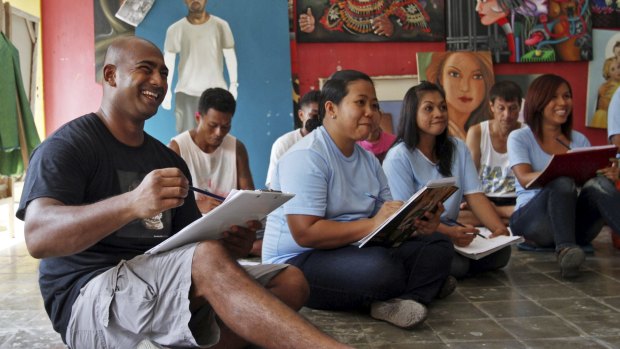 Andrew Sukumaran during art classes at Kerobokan prison in 2013.