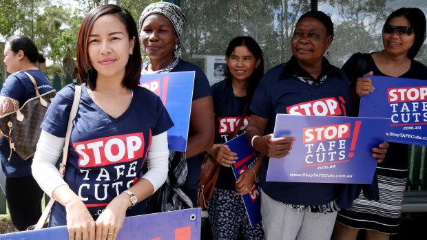 Students protest against TAFE cuts.