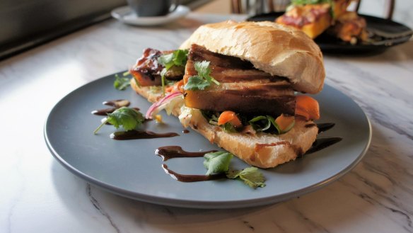 Twice-cooked pork belly roll.