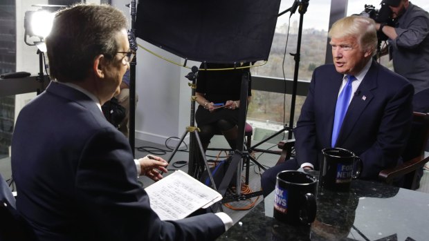 President-elect Donald Trump being interviewed at Trump Tower in New York.