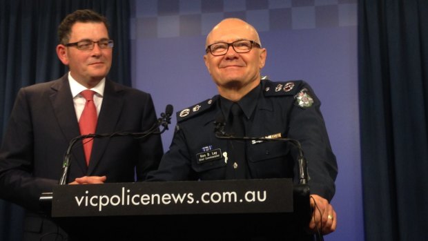 Victorian Police Chief Commissioner Ken Lay announces his resignation with Premier Daniel Andrews.