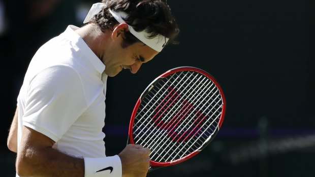 "The dream continues": Roger Federer celebrates winning match point against Marin Cilic.