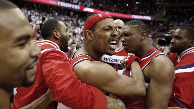 Paul Pierce celebrates after the games.