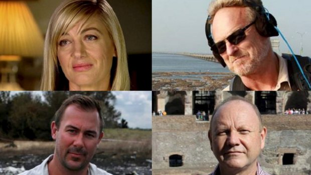 The <i>60 Minutes</i> team in custody in Lebanon: Tara Brown, David "Tangles" Ballment, Stephen Rice and Ben Williamson.