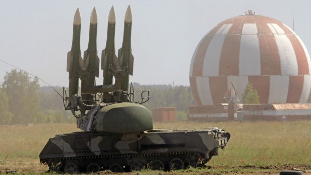 The Buk M2 anti-aircraft missile system.