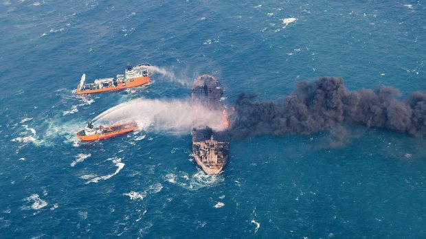 Oil tanker sinks: The ship, Sanchi, had been adrift and on fire for more than a week in the East China Sea. 