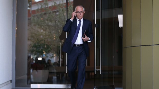 Malcolm Turnbull departs his home for Parliament House in Canberra on Tuesday.