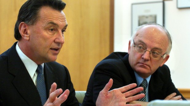 Federal MPs Craig Emerson and Bob McMullan in 2005. Emerson says he has no 'great remorse or regrets about never achieving the leadership' of the Labor party. 