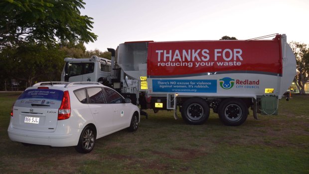 A new campaign will include messages of support for domestic violence victims displayed on Redland City Council waste trucks and other vehicles.