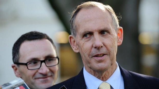 Former Greens leader Bob Brown with current leader Richard Di Natale.